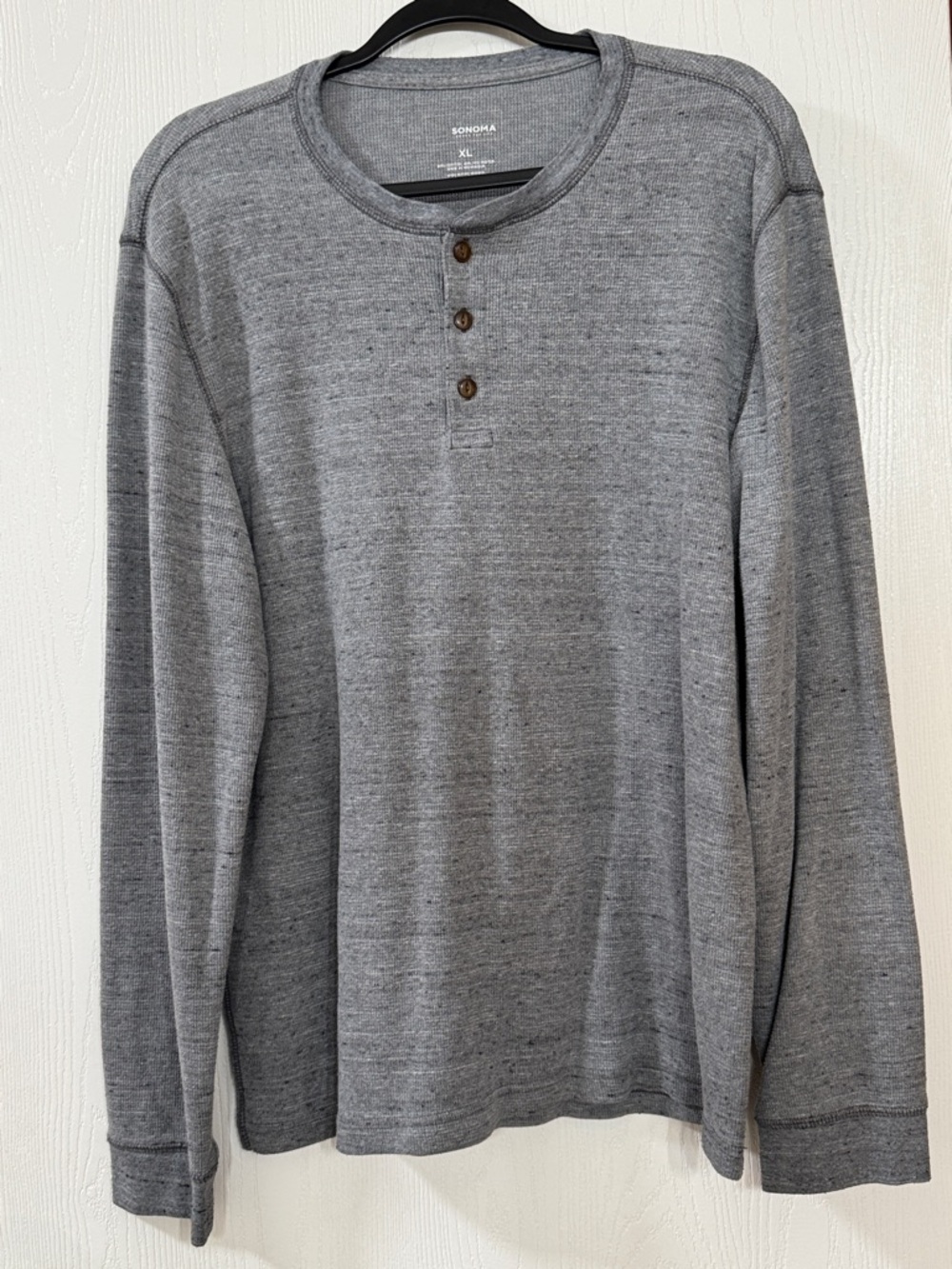 Sonoma Men's Long Sleeve Heather Gray Henley